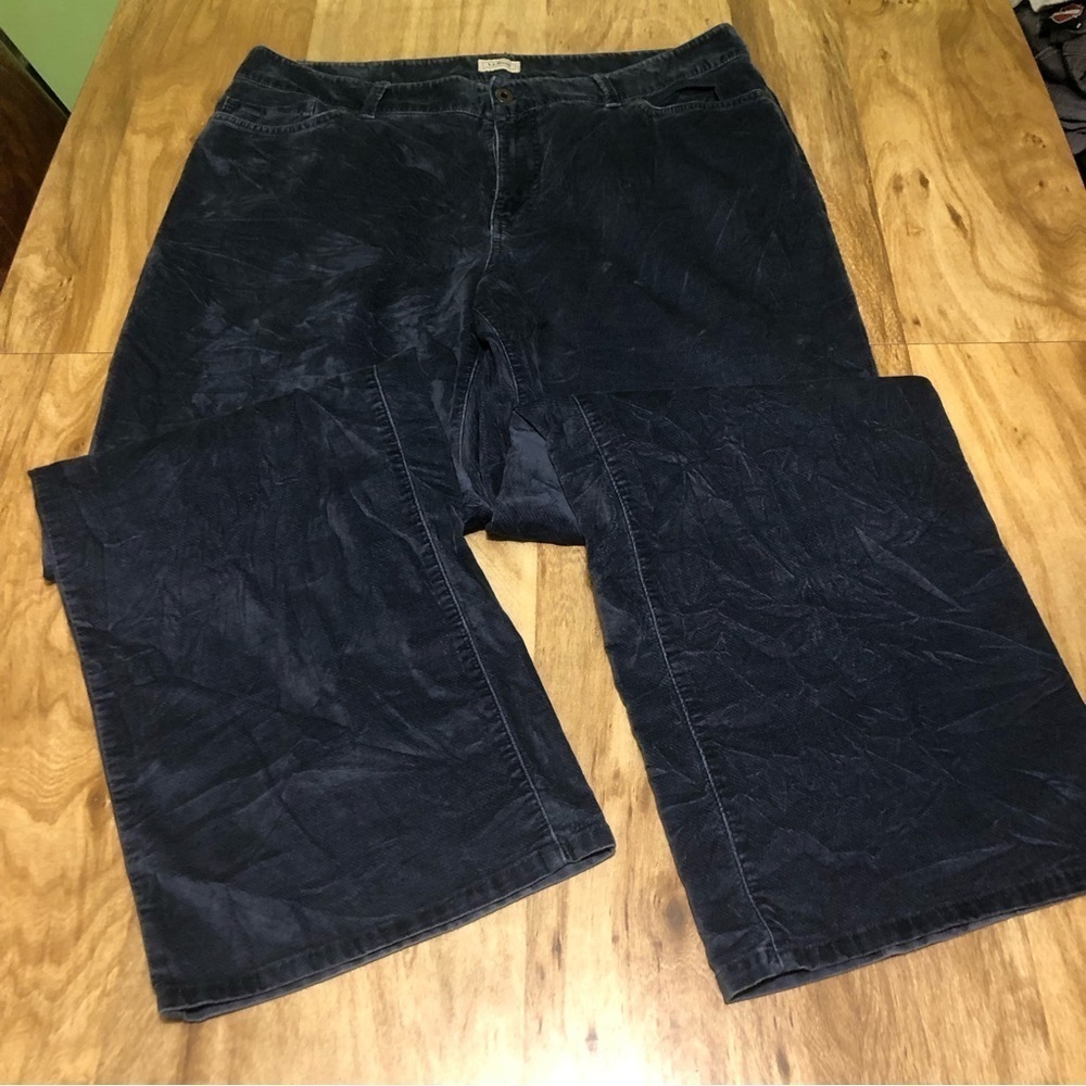 5/$25 LL Bean Pants Womens 18 Tall Blue Velvet Straight Leg High Waist Stretch